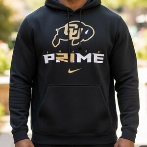 Nike CU Boulder Buffaloes Coach Prime Hoodie Sweatshirt Black Gold Men's Small